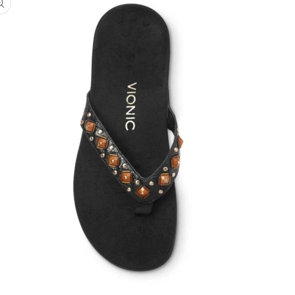 Vionic Rest Floriana Beaded Thong Arch Support  Flip Flops Lightweight EVA Flats